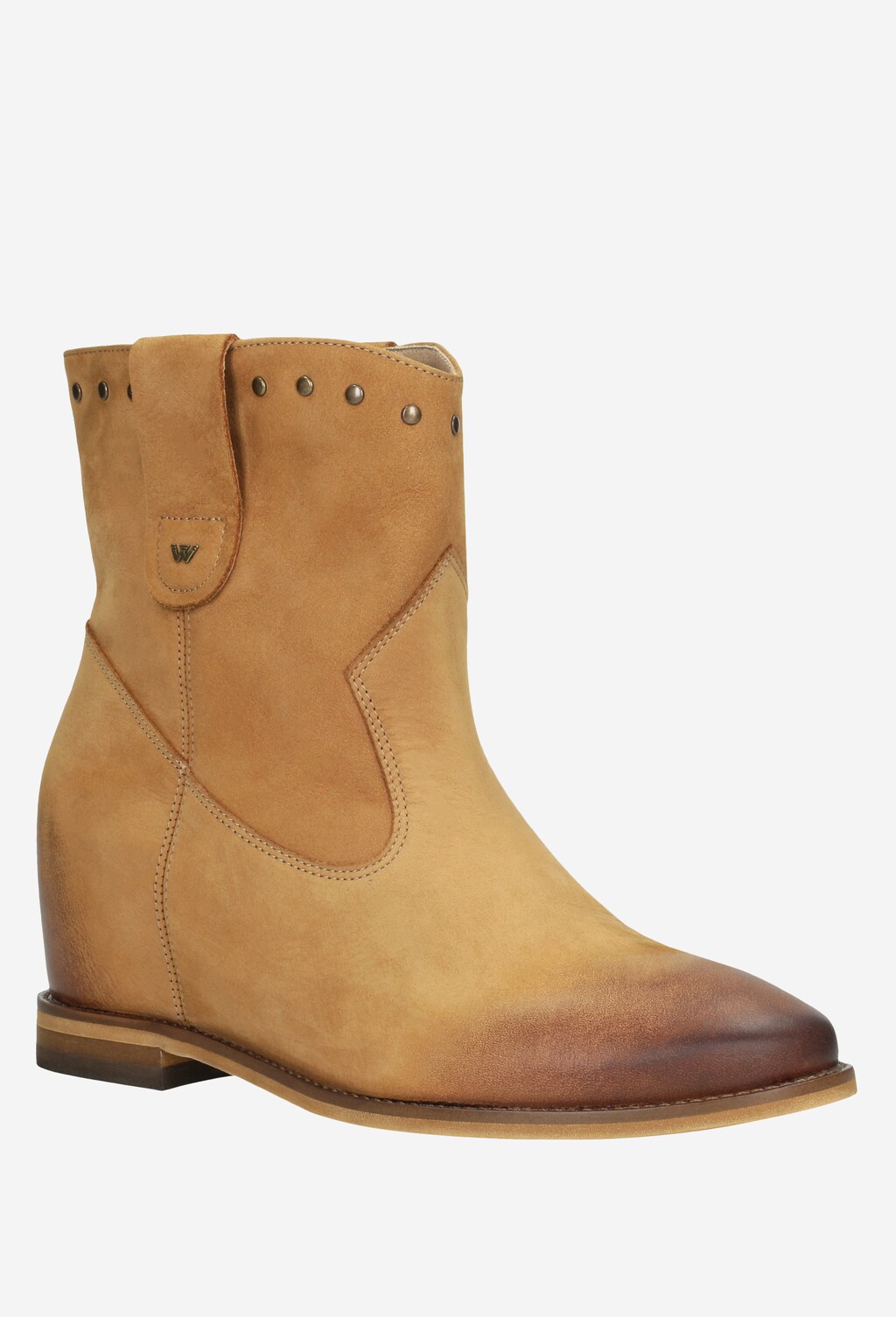 Členkové čižmy vo svetlohnedej farbe z brúsenej kože 9556-53 Widok 3