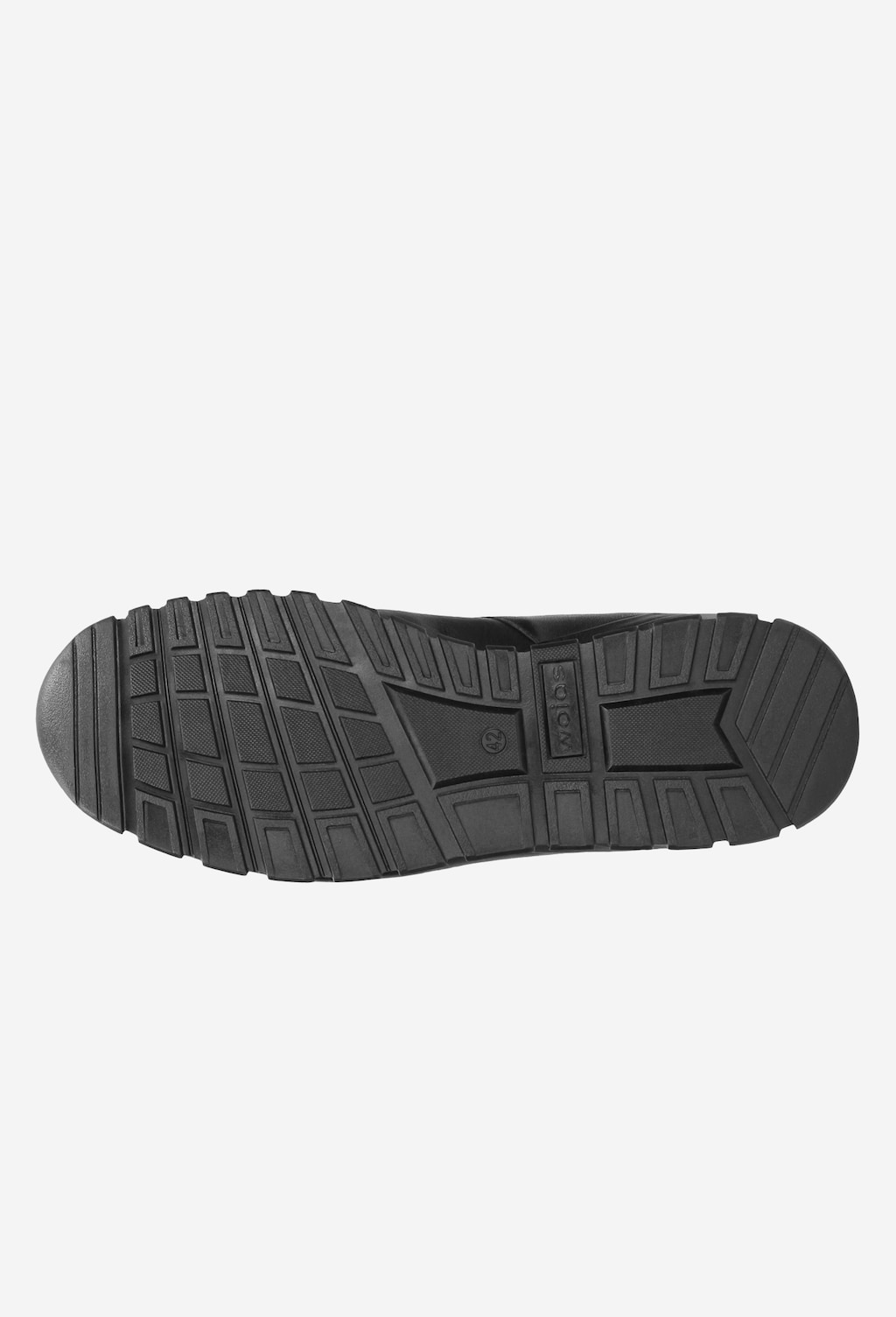 Czarne, profilowane podeszwy trzewików męskich Wojas model 9166-51 z wyraźnym wzorem bieżnika zapewniającym dobrą przyczepność na różnych nawierzchniach.