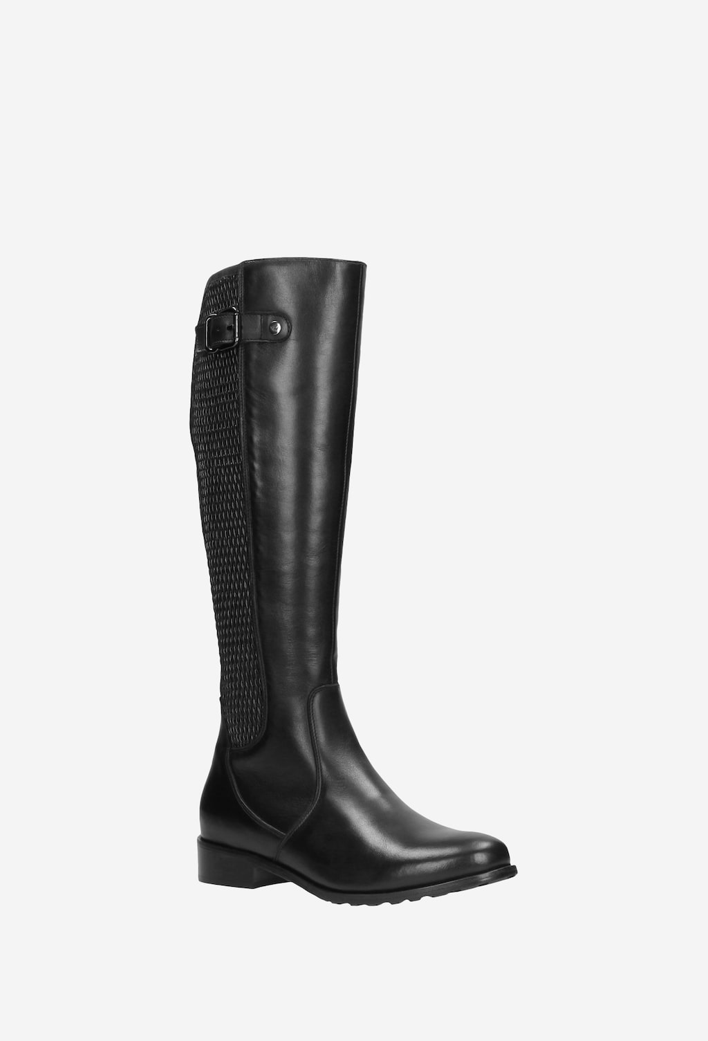 Černé kožené dámské kozačky se strečovou vsadkou 9674-51 Widok 3