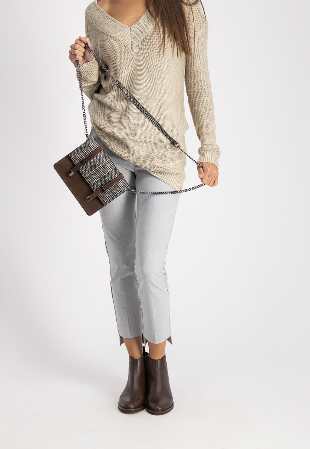 Brązowe botki damskie 9570-82 Widok 1