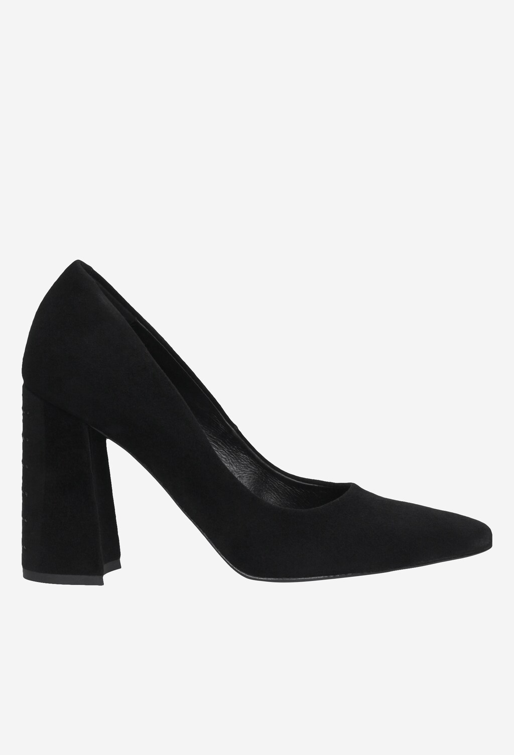 Czarne czółenka welurowe z ozdobionym obcasem  35001-61 Widok 2