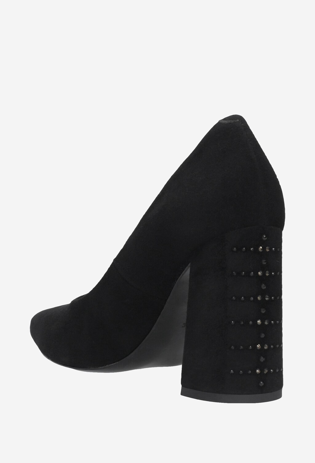 Czarne czółenka welurowe z ozdobionym obcasem  35001-61 Widok 4