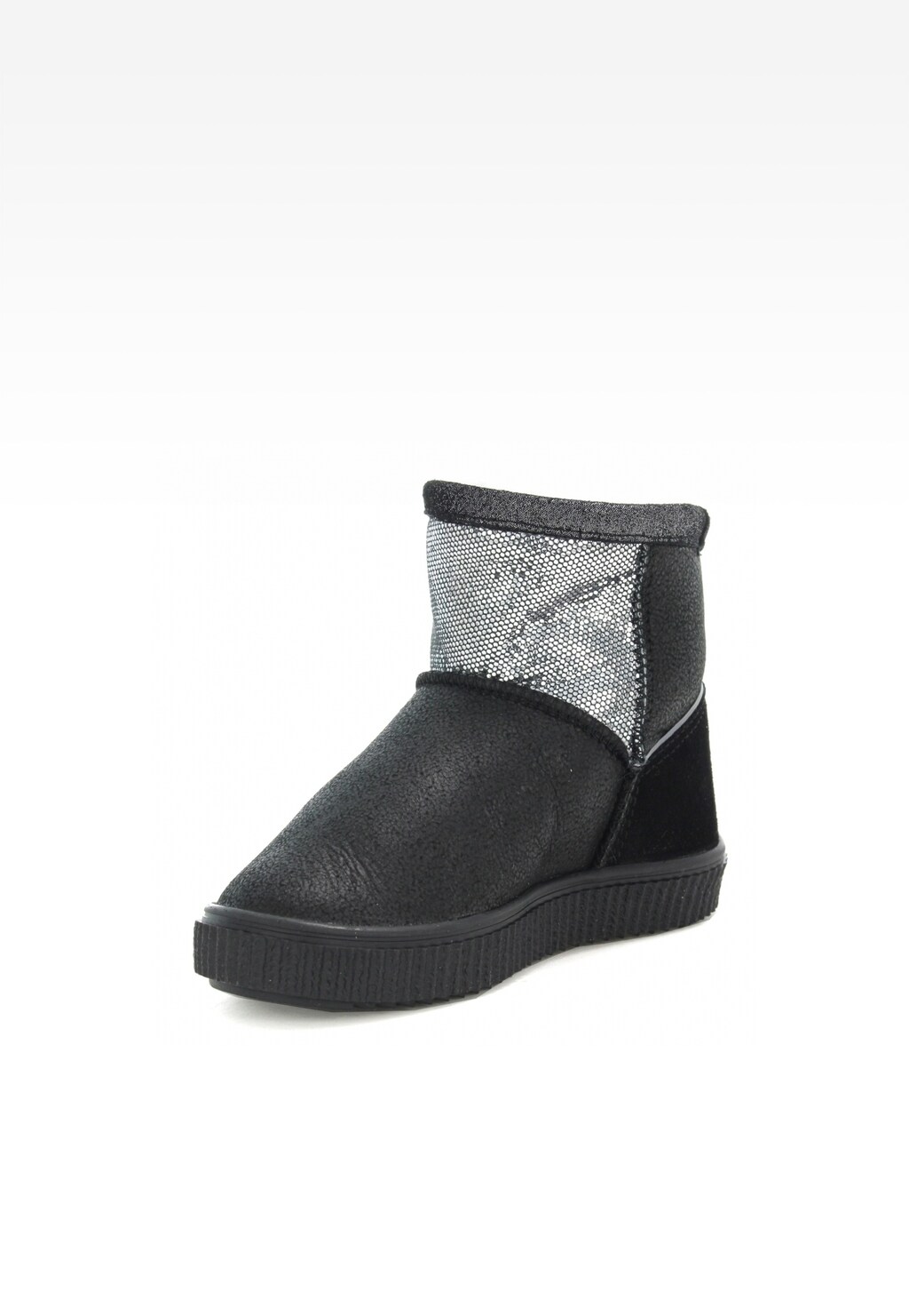 Botki ocieplane BARTEK W-640370/OLX, dla dziewcząt, czarno-srebrny Widok 3