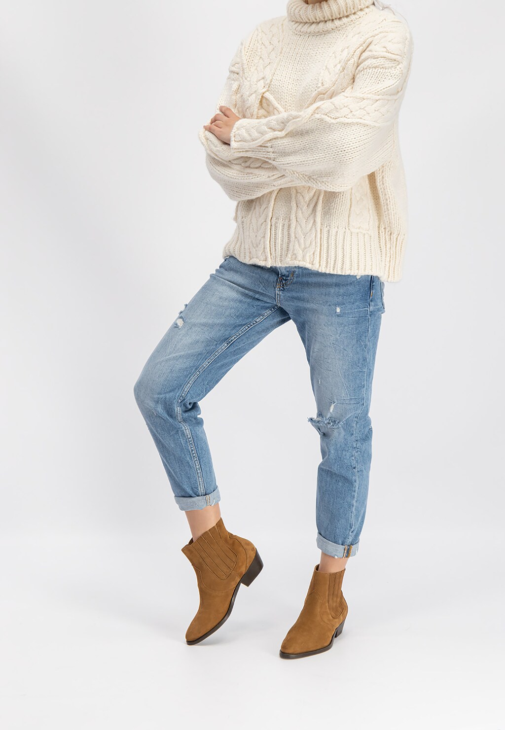 Brązowe botki damskie 8605-63 Widok 1