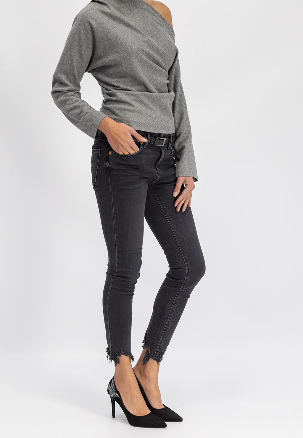 Czarne czółenka damskie 9280-61 Widok 1