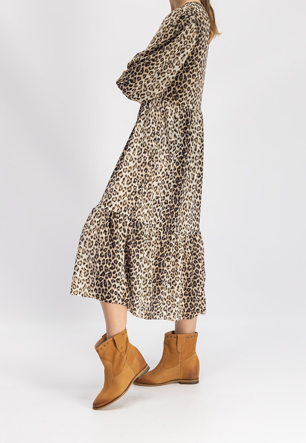 Členkové čižmy vo svetlohnedej farbe z brúsenej kože 9556-53 Widok 1