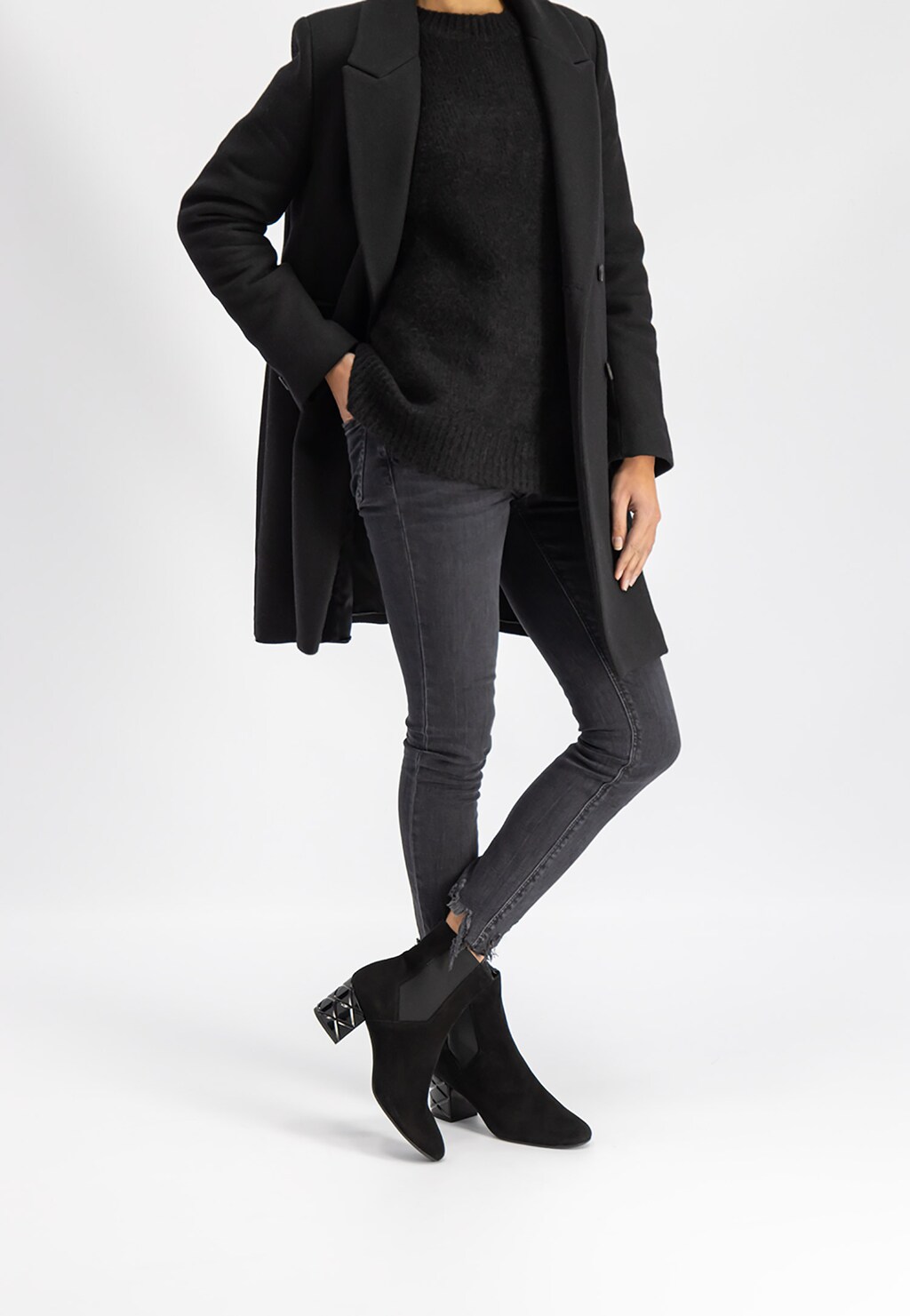 Czarne botki damskie 9558-61 Widok 1