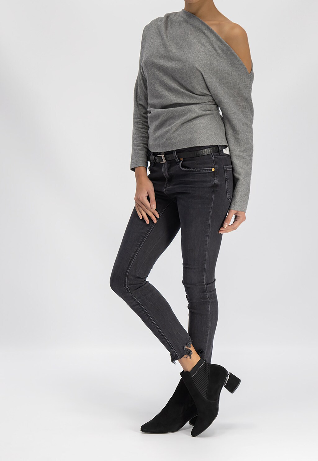 Czarne botki damskie 9579-81 Widok 1