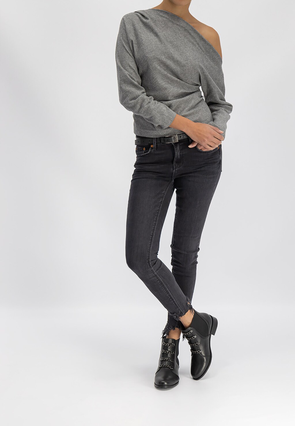 Czarne botki damskie 9592-81 Widok 1