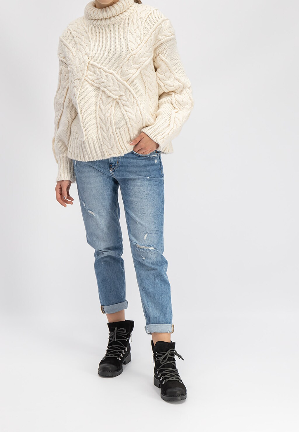 Czarne botki damskie 9626-61 Widok 1