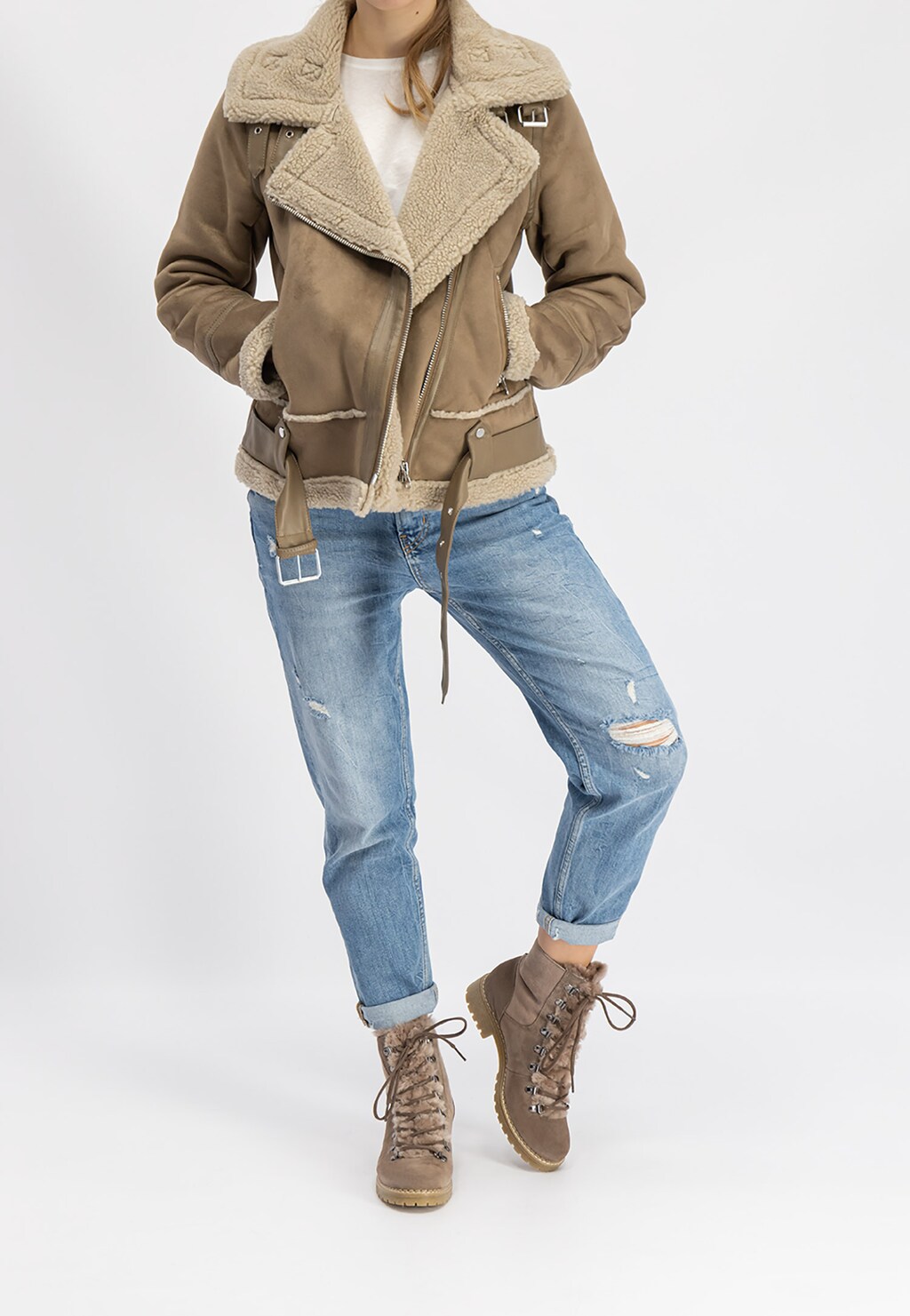 Beżowe trzewiki damskie 9627-64 Widok 1