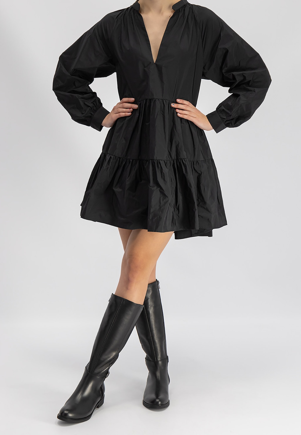 Černé dámské kozačky bez podpatku z kvalitní kůže 9676-71 Widok 1