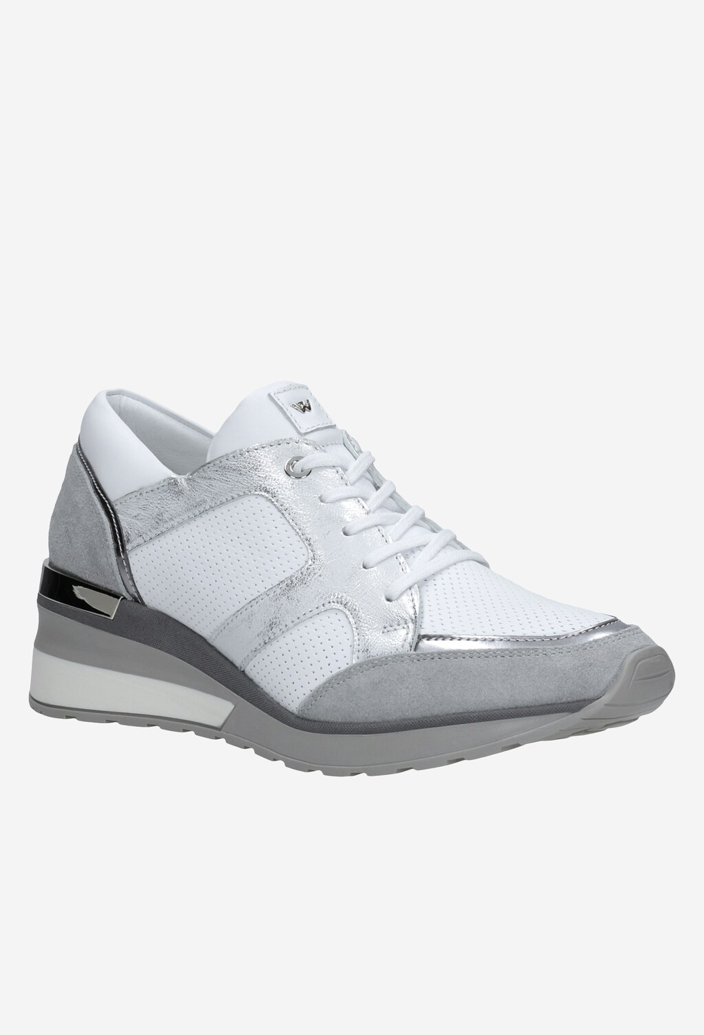 Strieborné kožené dámske športové tenisky na každý deň 46029-59 Widok 3