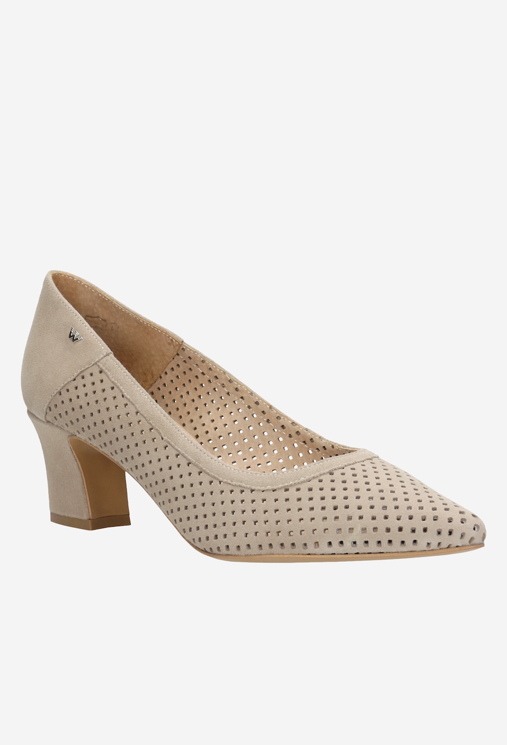 Béžové kožené lodičky dámské na širokém podpatku 35028-64 Widok 2