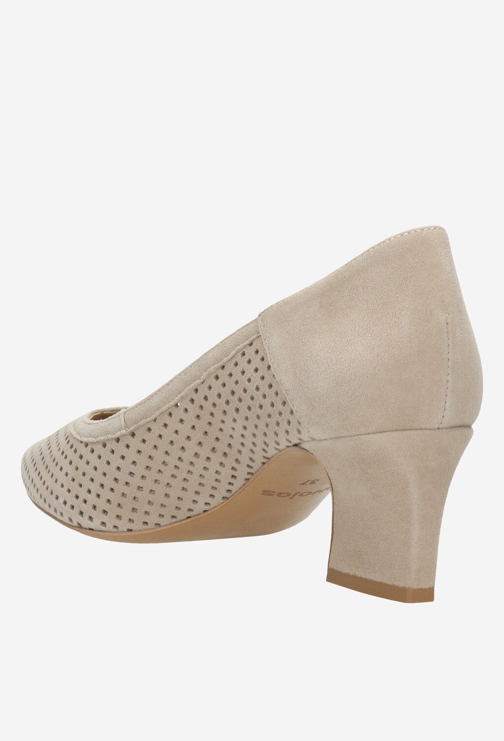 Béžové kožené lodičky dámské na širokém podpatku 35028-64 Widok 3