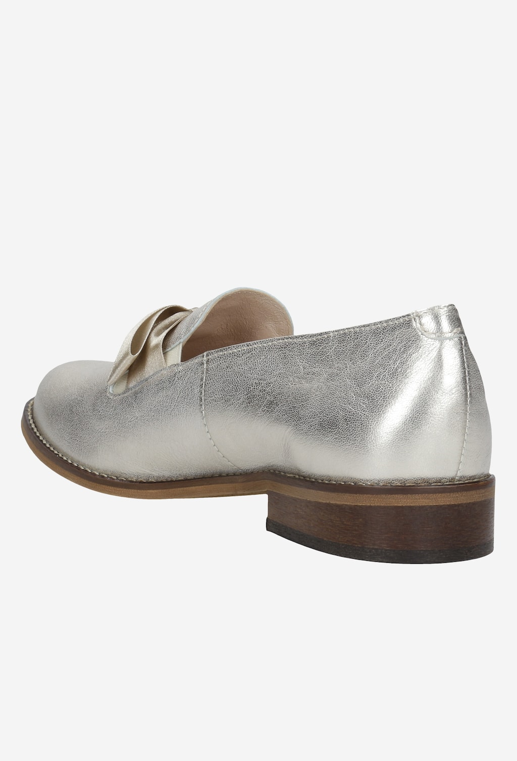 Złote półbuty damskie z materiałową kokardką 46022-58 Widok 3