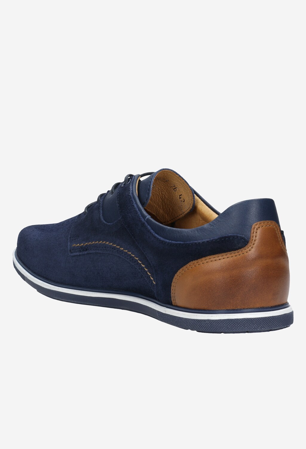 Wygodne granatowe półbuty z brązową wstawką 10027-76 Widok 4