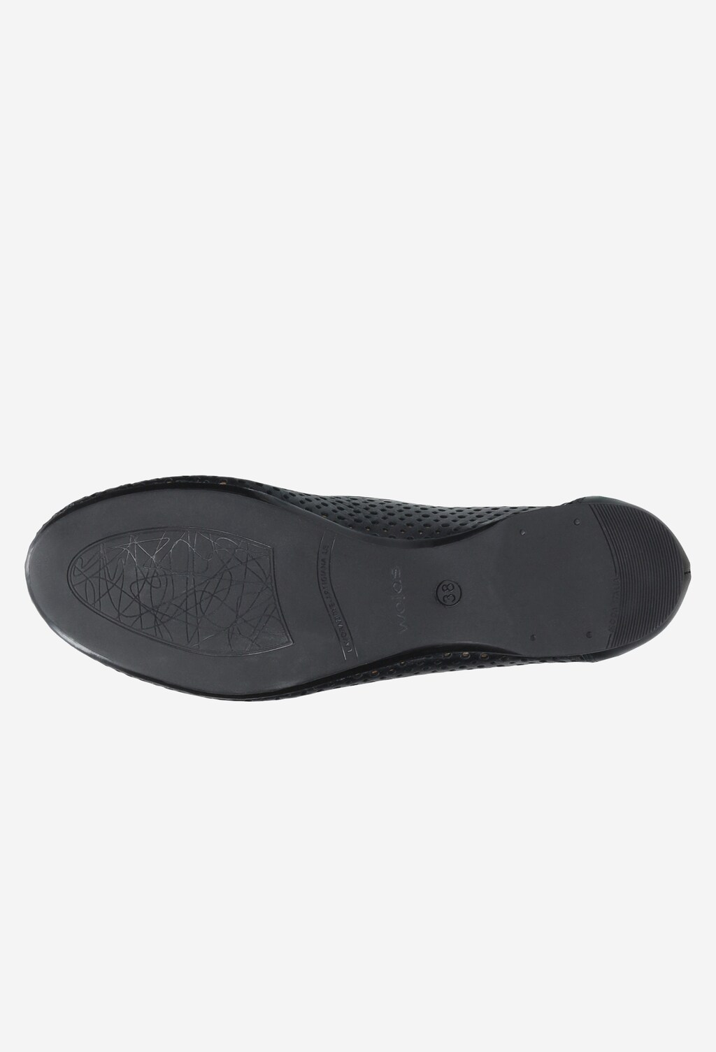 Czarne ażurowe baleriny ze skórzaną kokardką 44013-51 Widok 5