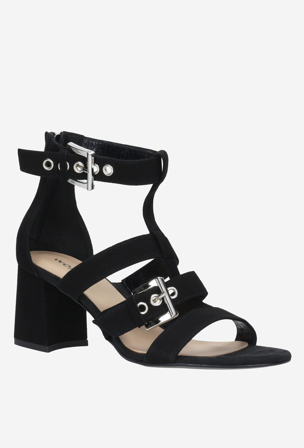 Czarne sandały damskie na wygodnym obcasie 76033-61 Widok 2