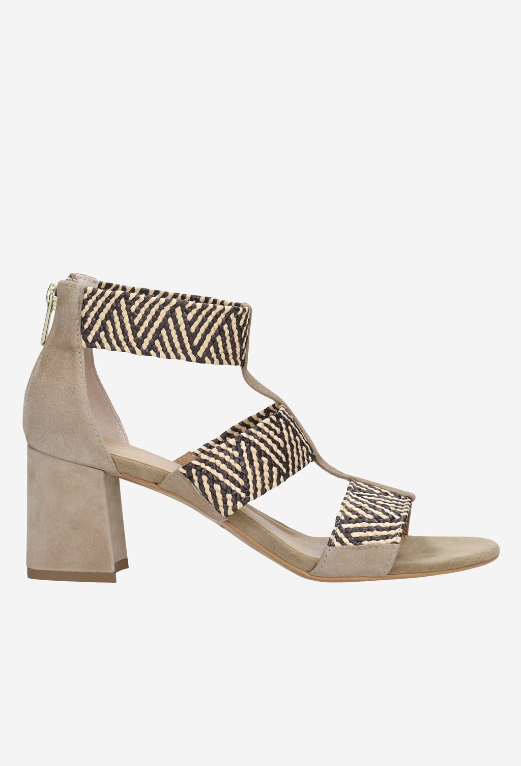 Beżowe sandały damskie z plecionymi ozdobnymi paskami 76034-84 Widok 1