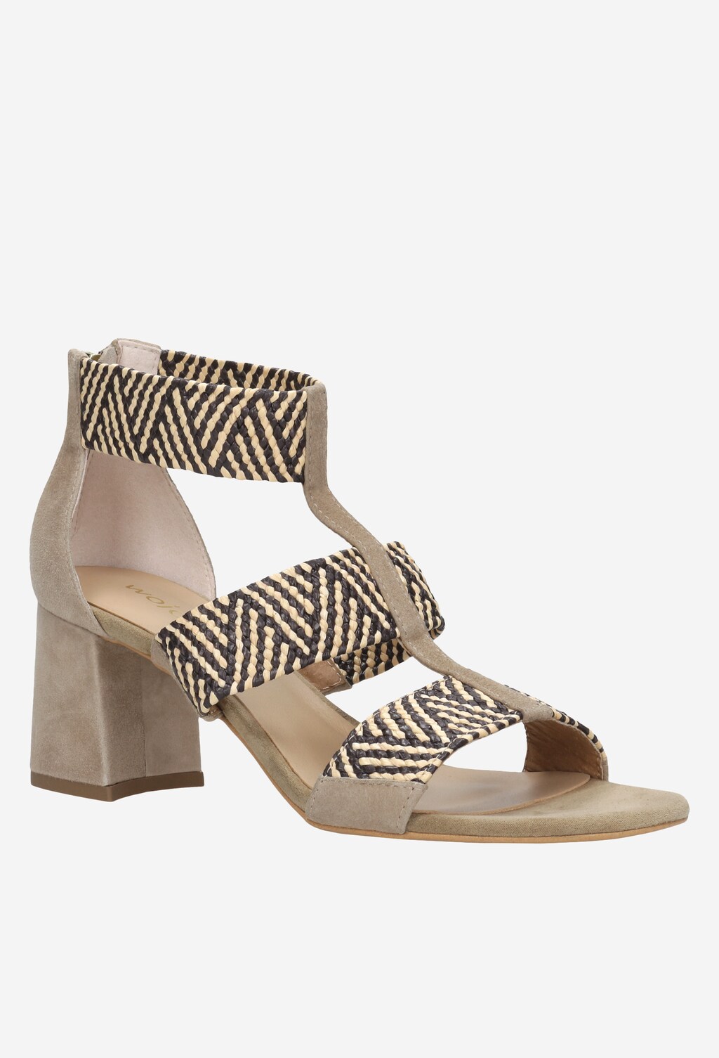 Beżowe sandały damskie z plecionymi ozdobnymi paskami 76034-84 Widok 2