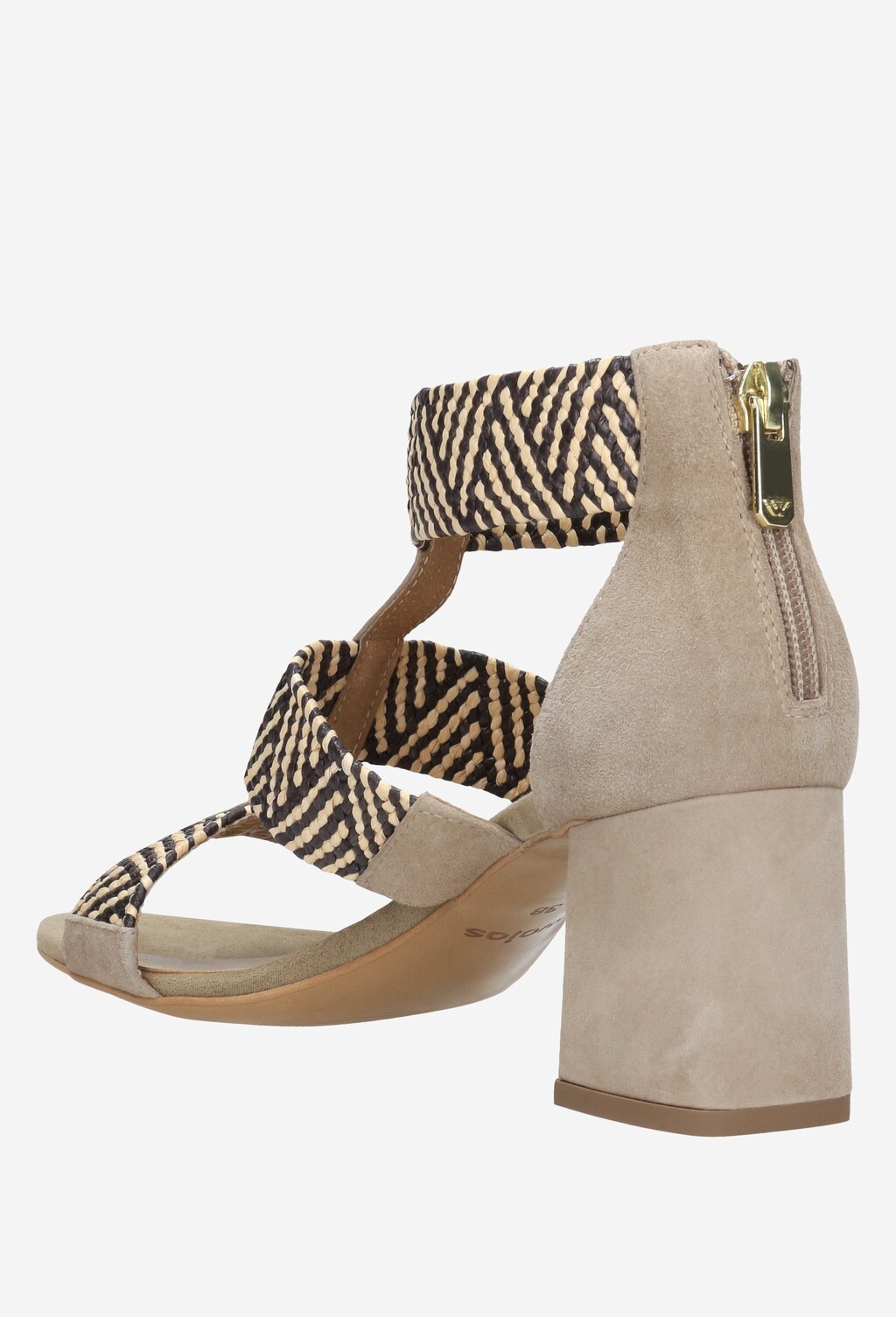 Beżowe sandały damskie z plecionymi ozdobnymi paskami 76034-84 Widok 3