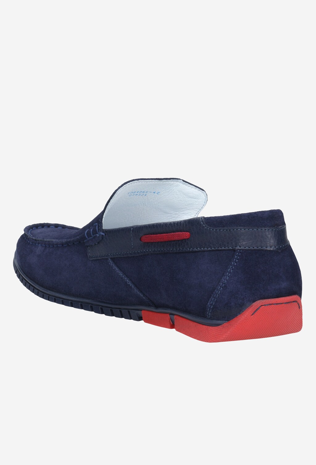 Granatowe mokasyny z ozdobnymi czerwonymi wstawkami 10040-66 Widok 4