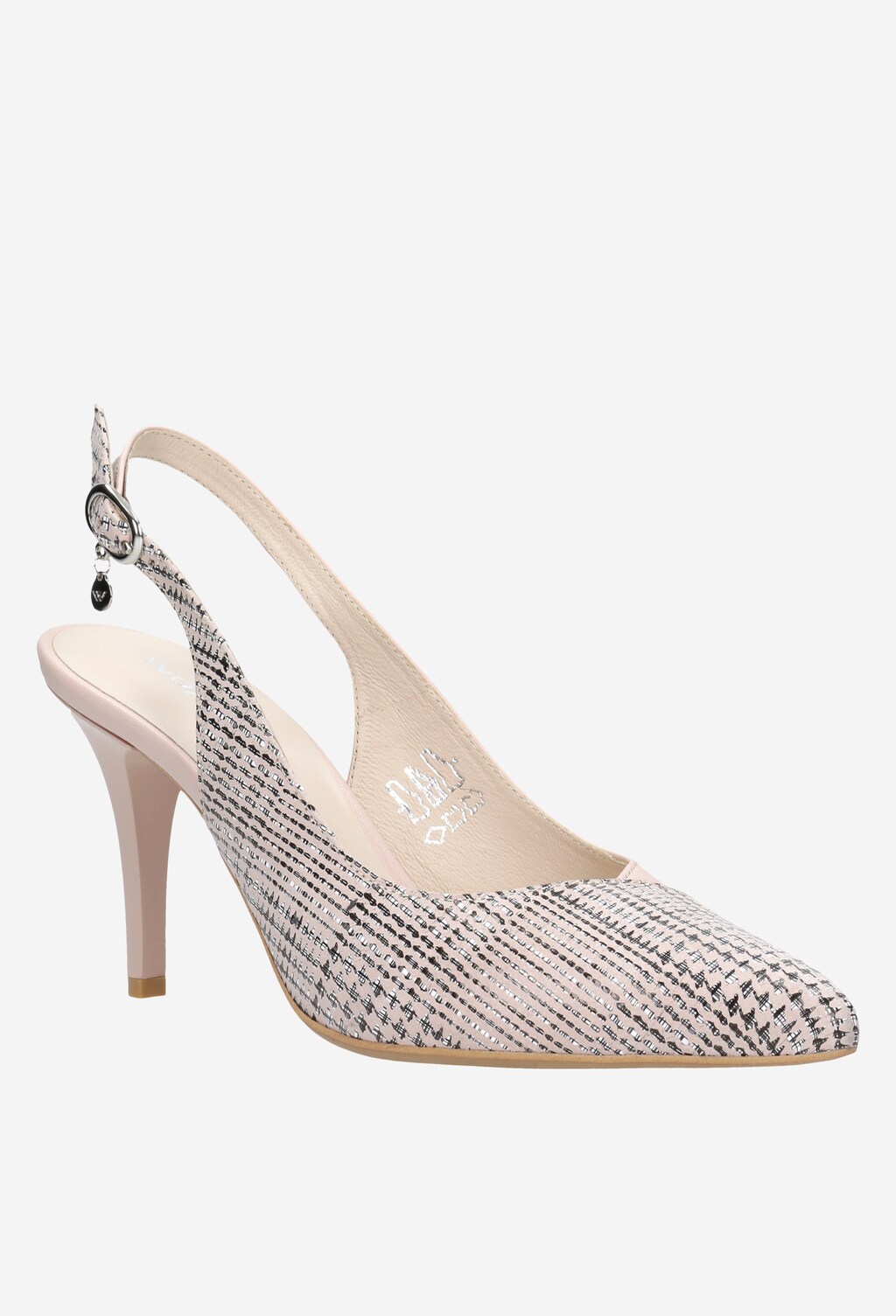 Jasnoróżowe czółenka z czarno-białym zdobieniem 35009-74 Widok 3