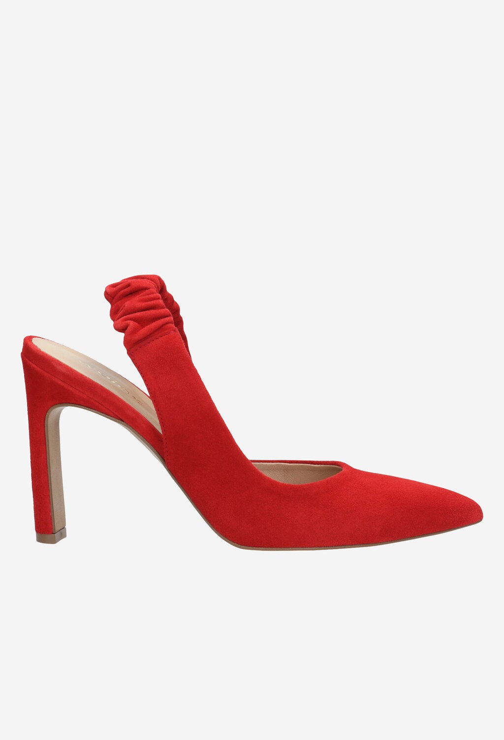 Czerwone welurowe czółenka damskie z odkrytą piętą 35014-65 Widok 1