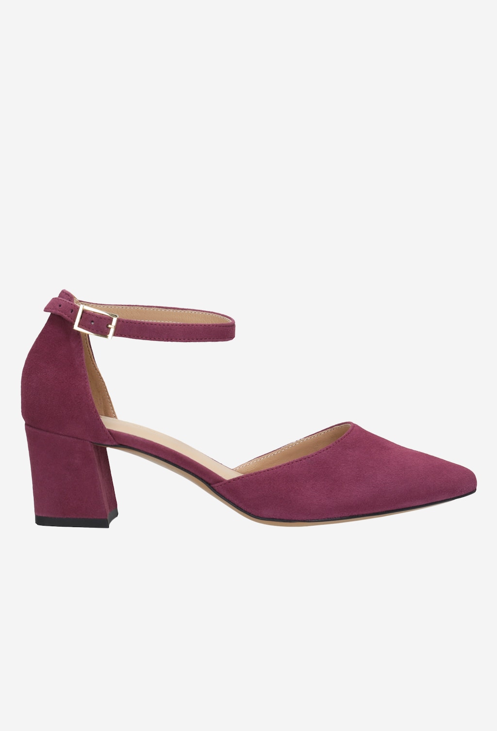 Amarantowe czółenka na niskim słupku 35038-67 Widok 2