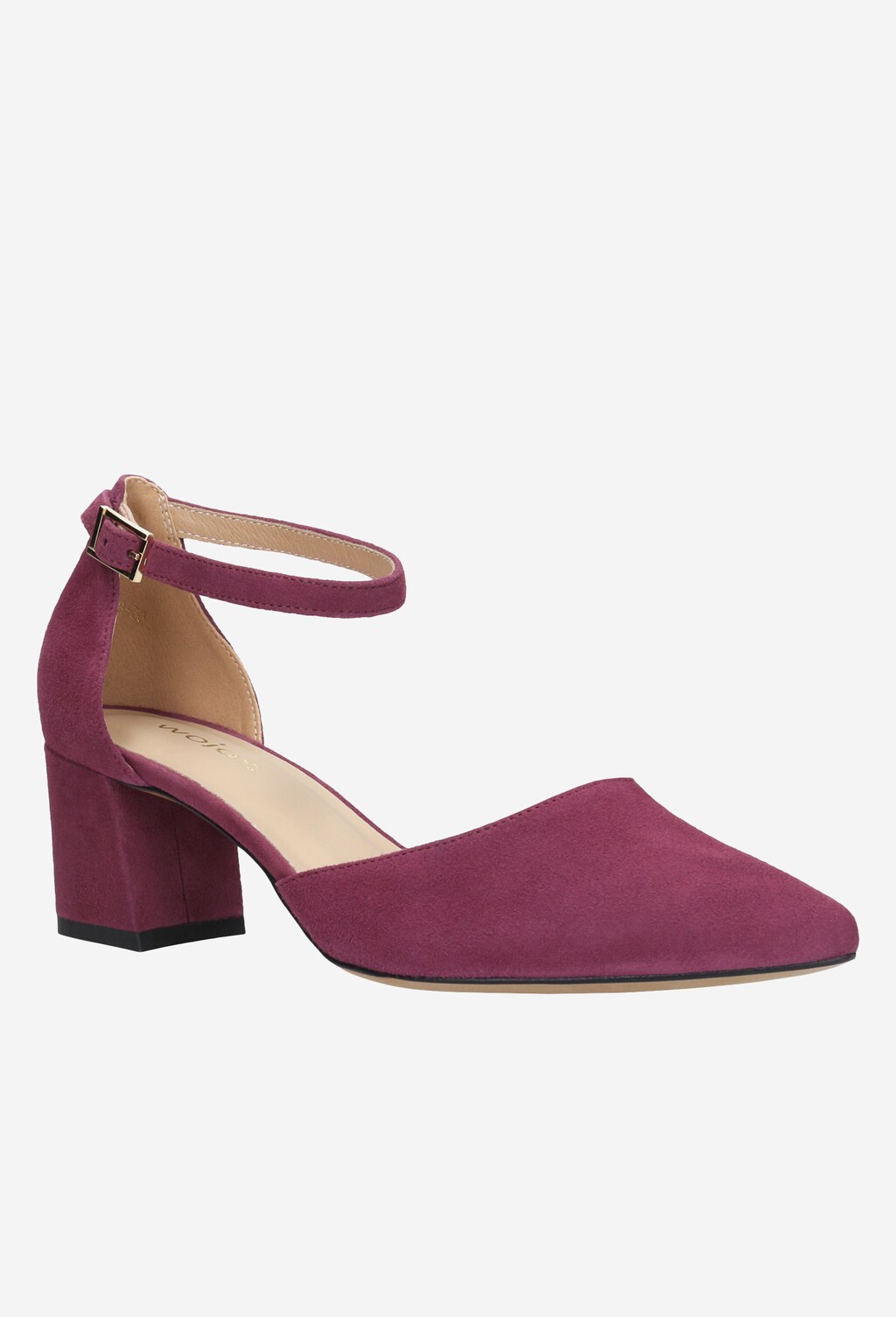 Amarantowe czółenka na niskim słupku 35038-67 Widok 3