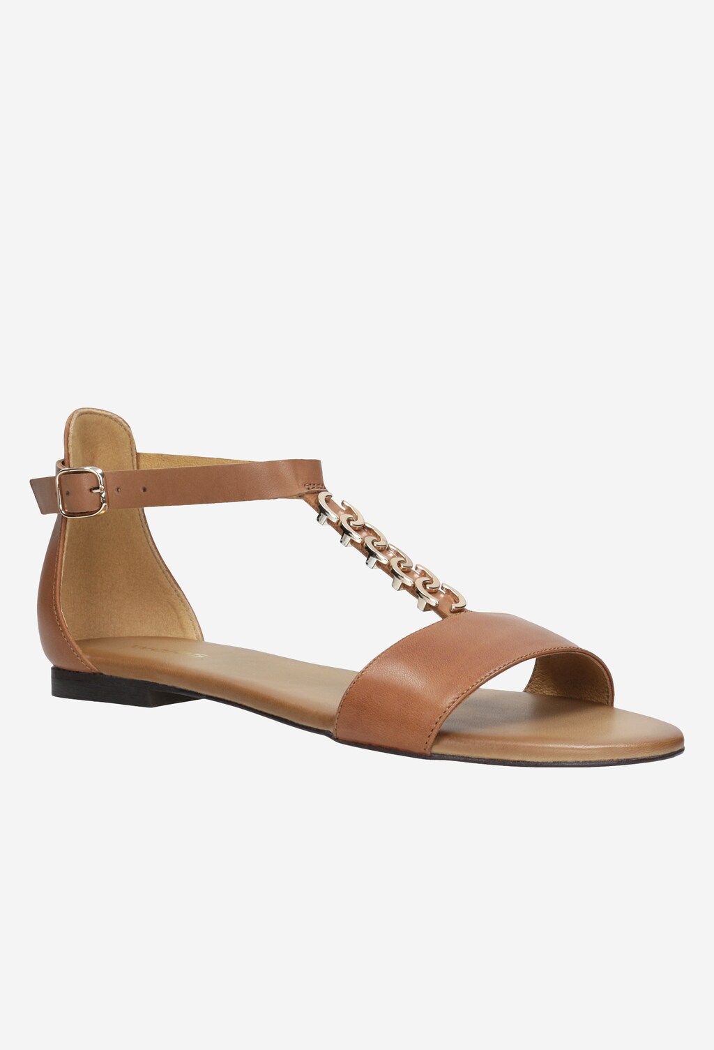 Jasnobrązowe sandały damskie ze zdobieniem na pasku 76009-53 Widok 2