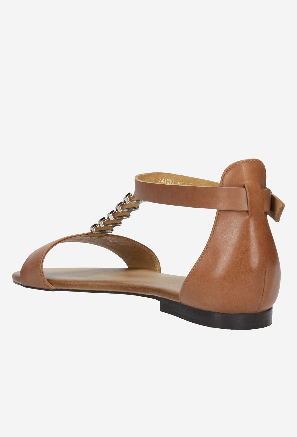 Jasnobrązowe sandały damskie ze zdobieniem na pasku 76009-53 Widok 3