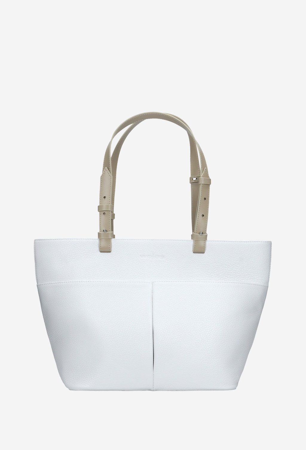 Duża biała torebka z brązowymi rączkami 80025-59 Widok 2