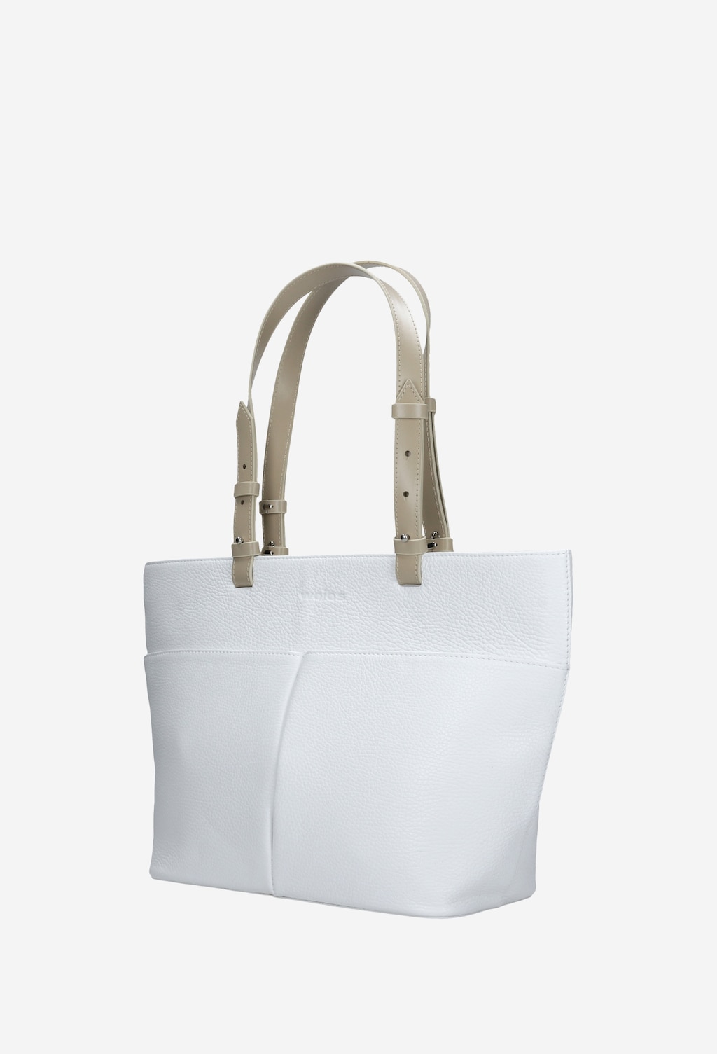 Duża biała torebka z brązowymi rączkami 80025-59 Widok 3
