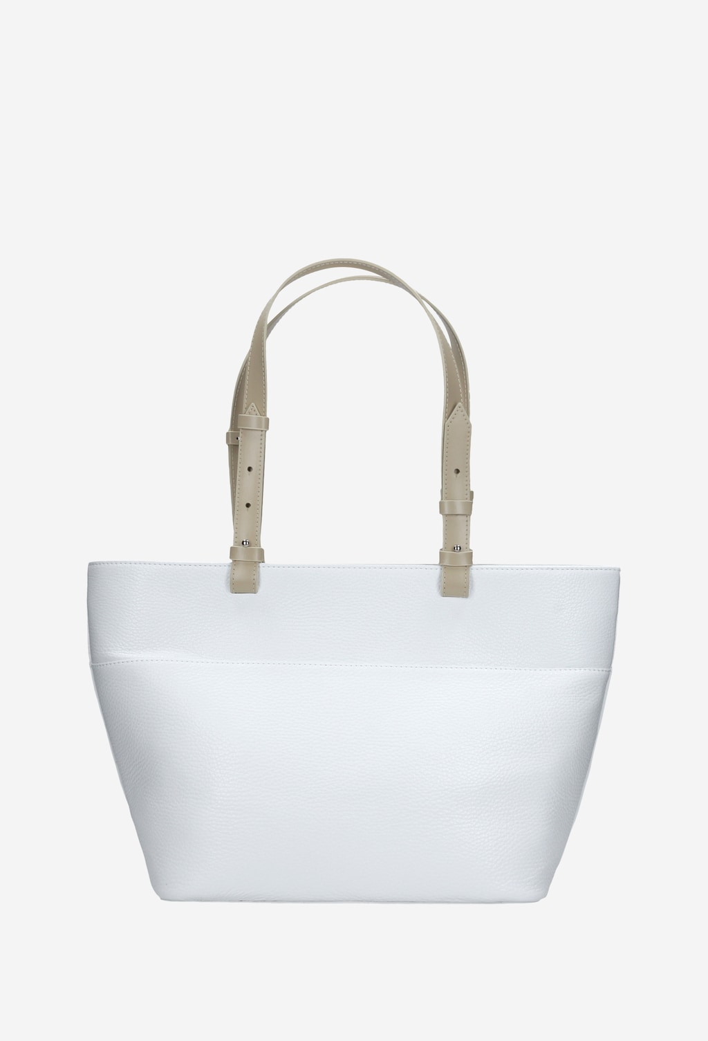 Duża biała torebka z brązowymi rączkami 80025-59 Widok 4