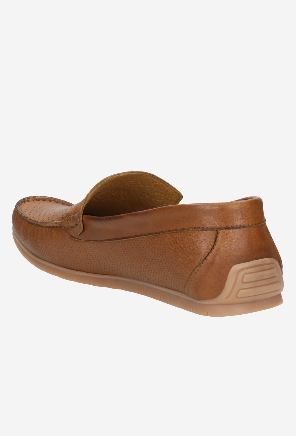 Jasnobrązowe mokasyny męskie ze skóry licowej 10043-53 Widok 3