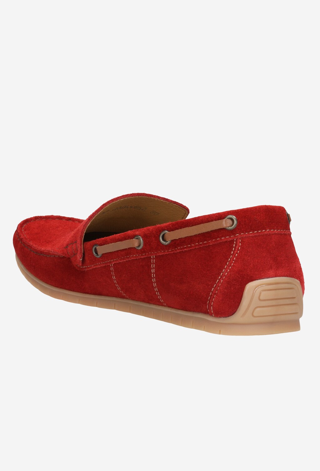 Czerwone mokasyny męskie z dwoiny welurowej 10044-65 Widok 3