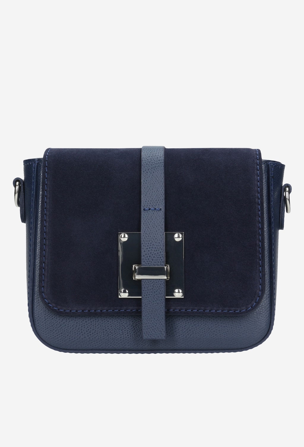 Mała granatowa torebka ze skóry licowej i dwoiny welurowej 80006-76 Widok 1