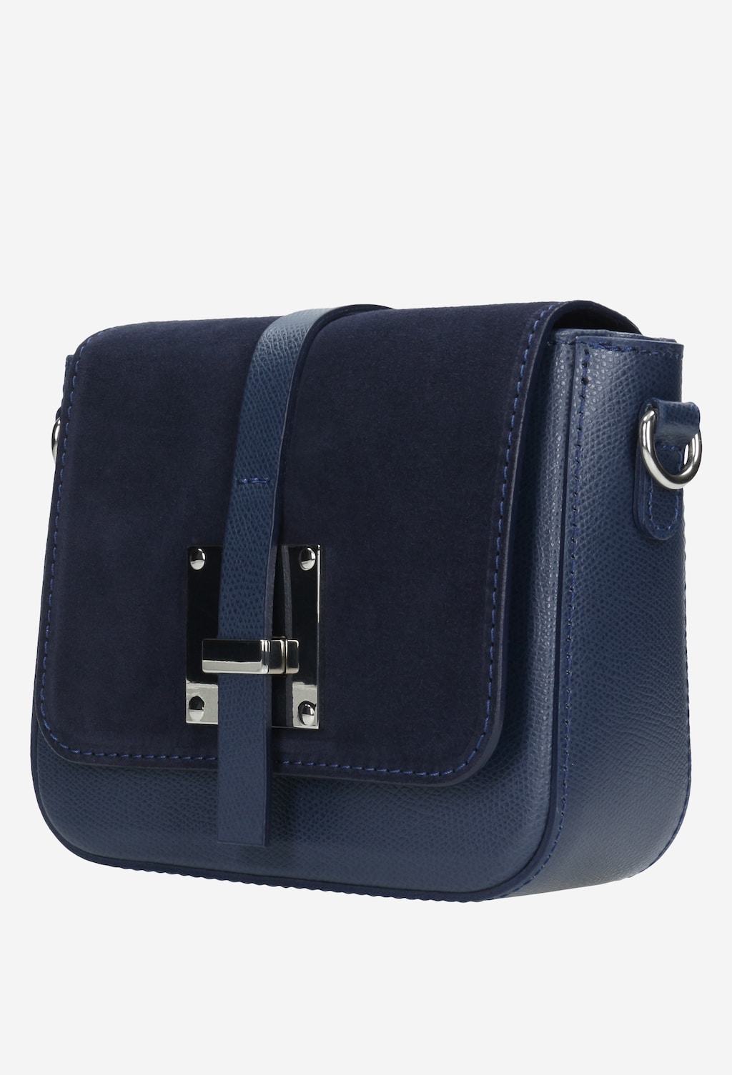 Mała granatowa torebka ze skóry licowej i dwoiny welurowej 80006-76 Widok 2