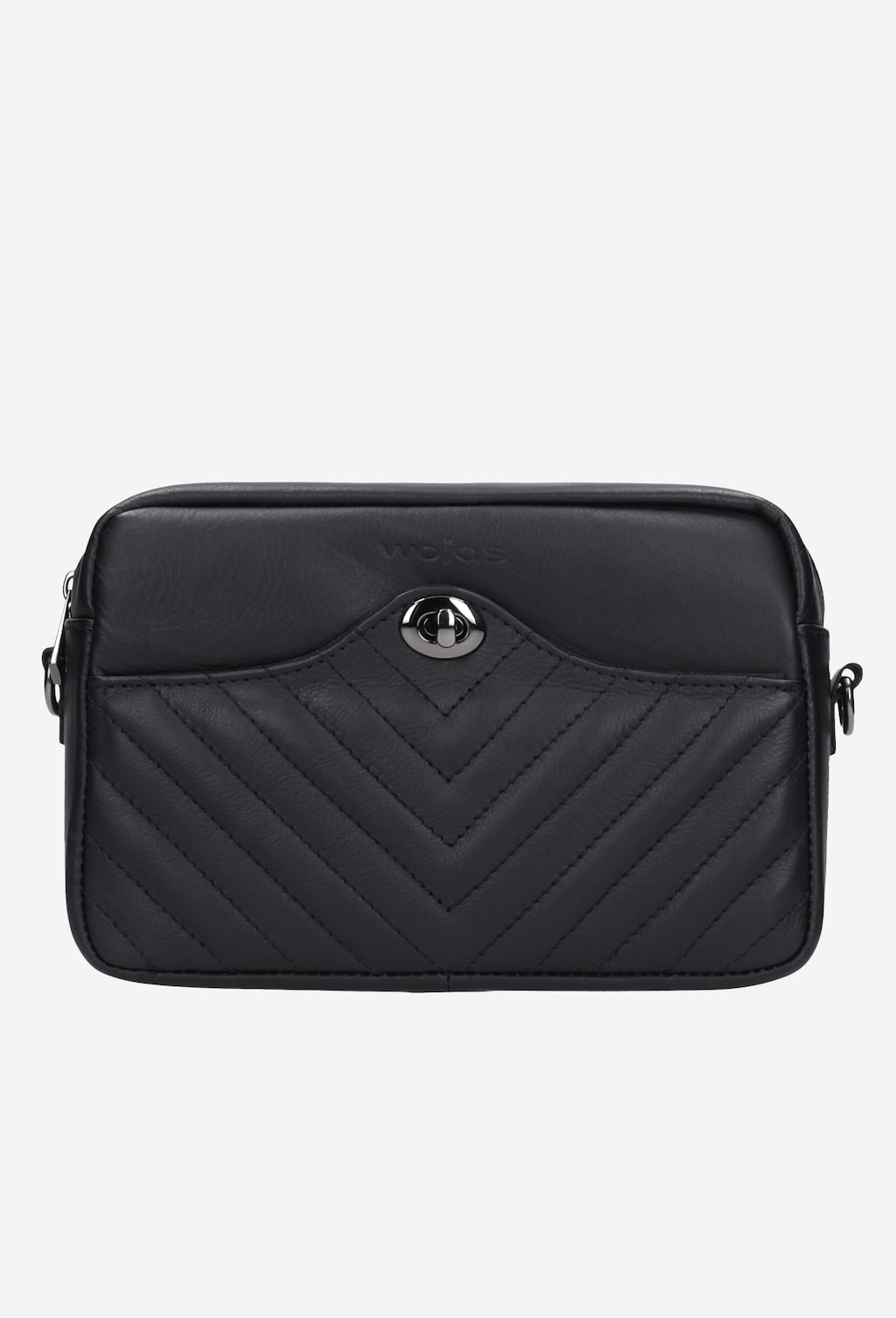 Mała czarna torebka z pikowaną w jodełkę skórą 80049-51 Widok 1