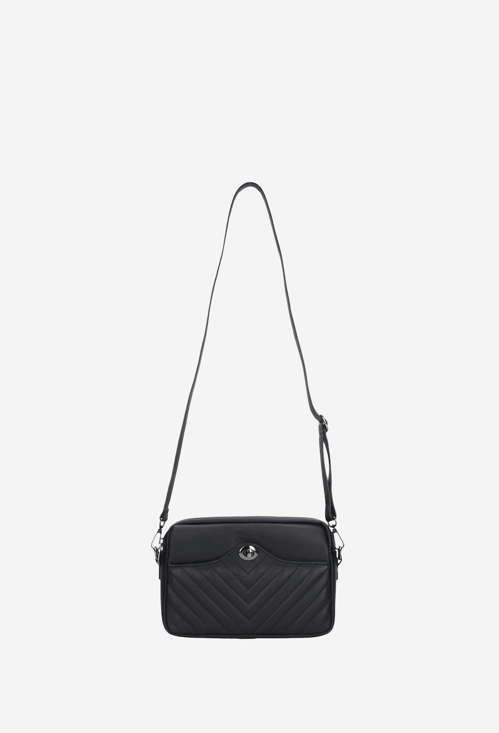 Mała czarna torebka z pikowaną w jodełkę skórą 80049-51 Widok 4