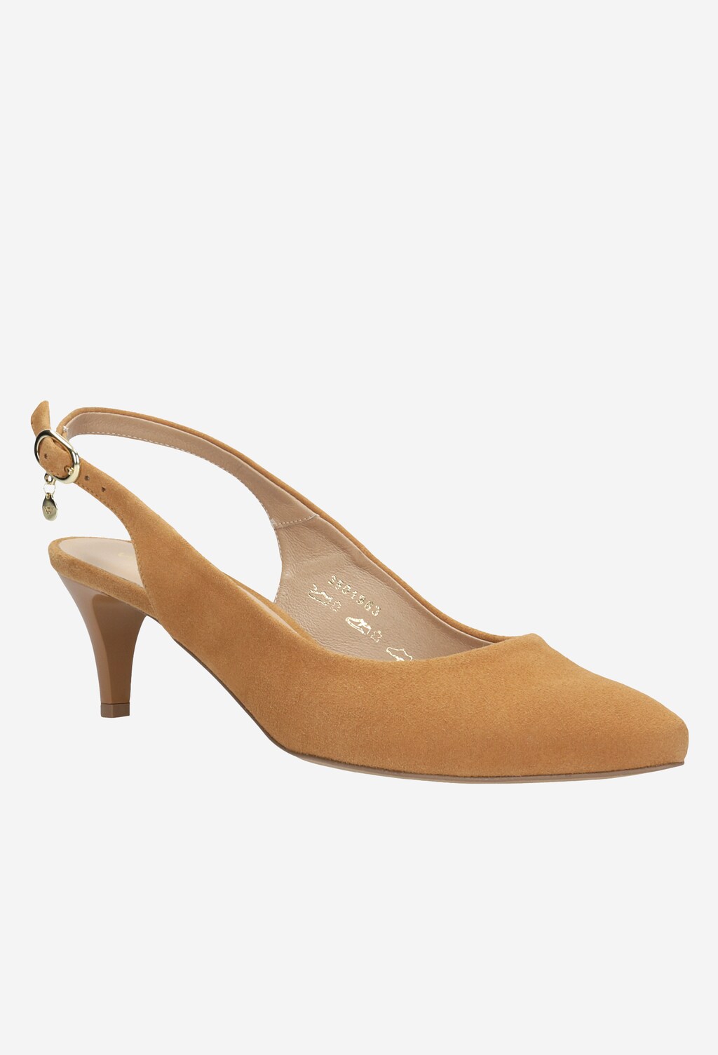 Jasnobrązowe czółenka na niskiej szpilce 35019-63 Widok 3