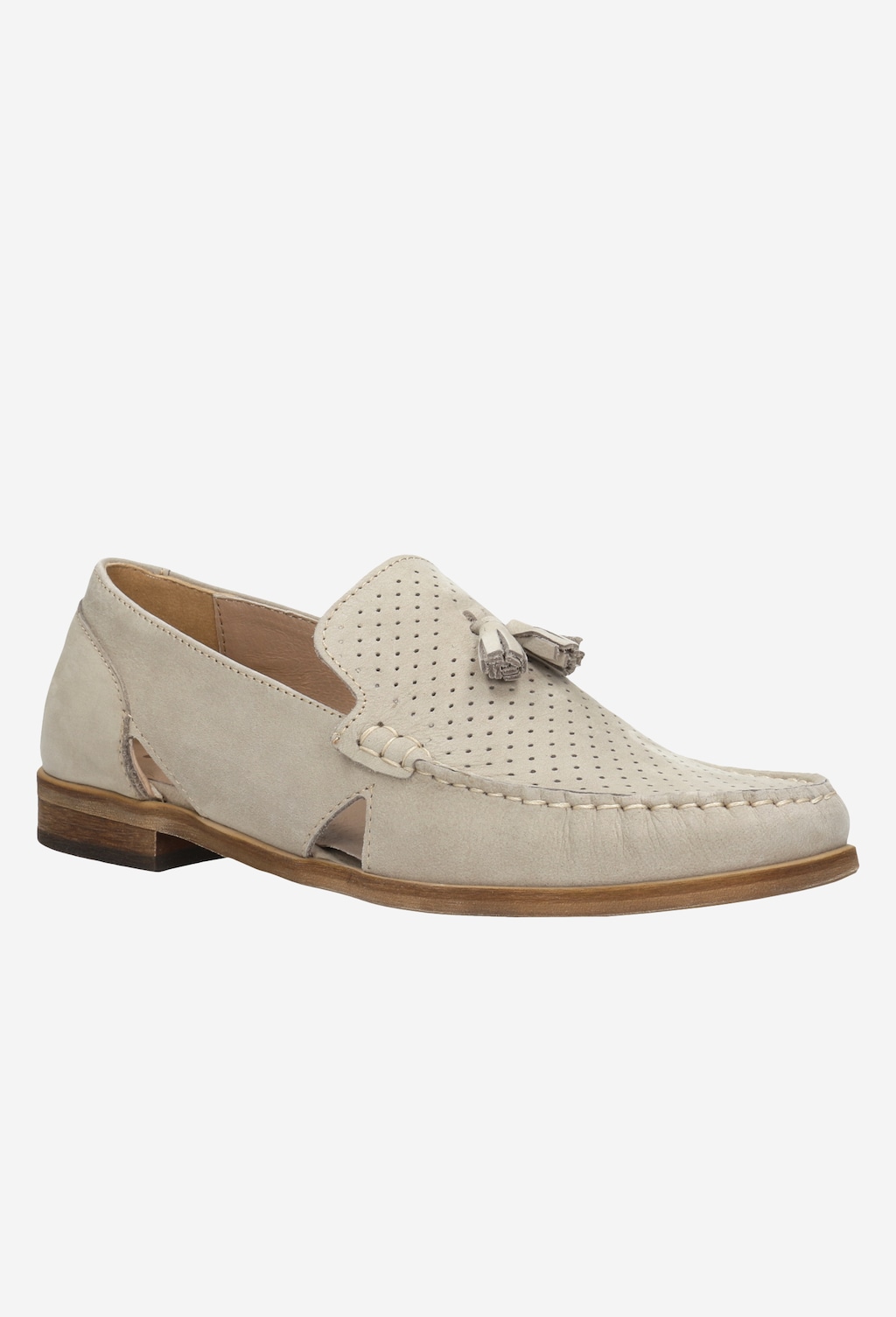 Béžové letní mokasíny dámské z kvalitní velurové kůže 46011-24 Widok 3