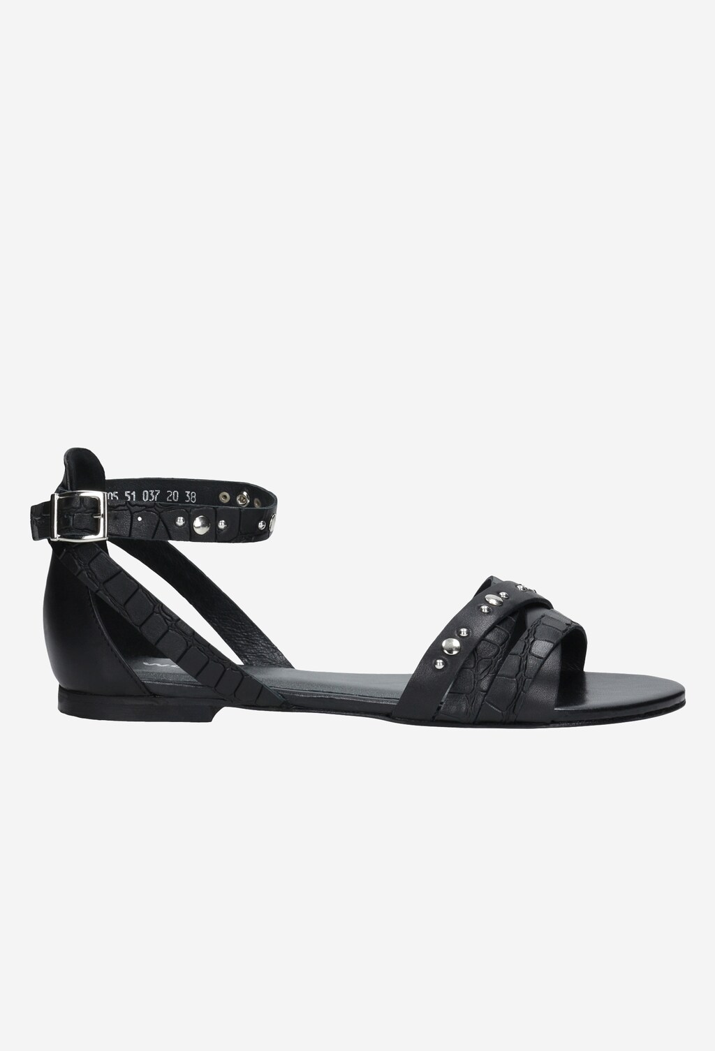 Czarne sandały damskie z zakrytą piętą i ozdobnymi paskami 76005-51 Widok 2