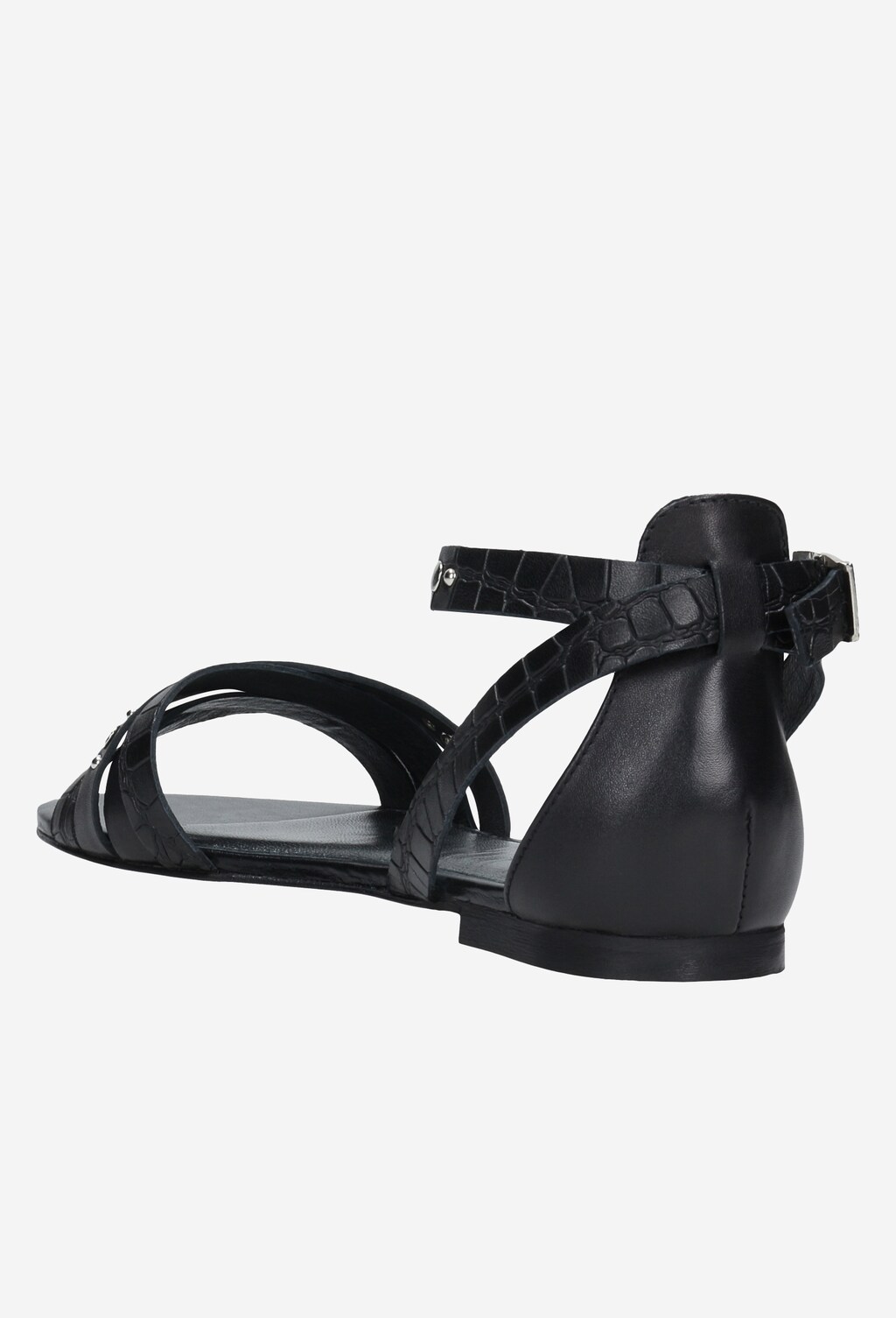 Czarne sandały damskie z zakrytą piętą i ozdobnymi paskami 76005-51 Widok 4