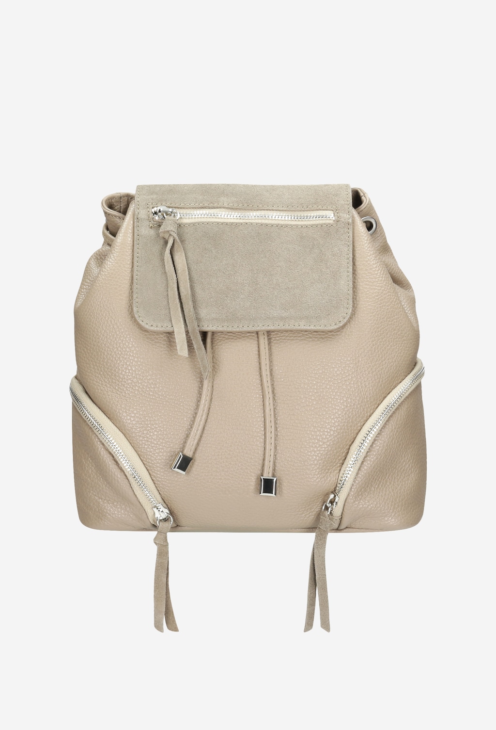 Duża beżowa torebka damska ze skóry licowej i welurowej 80033-74 Widok 2