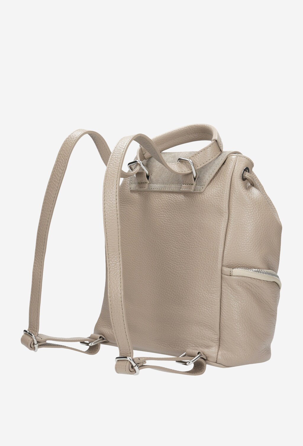 Duża beżowa torebka damska ze skóry licowej i welurowej 80033-74 Widok 7