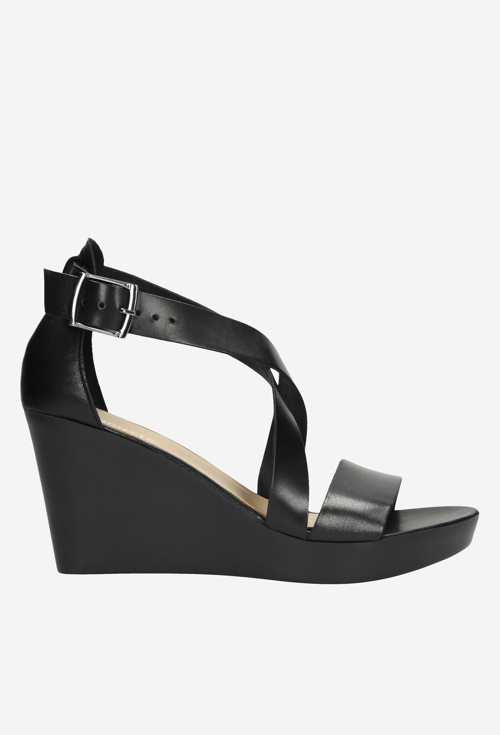 Černé dámské sandály na klínku z kvalitní kůže 76024-51 Widok 2
