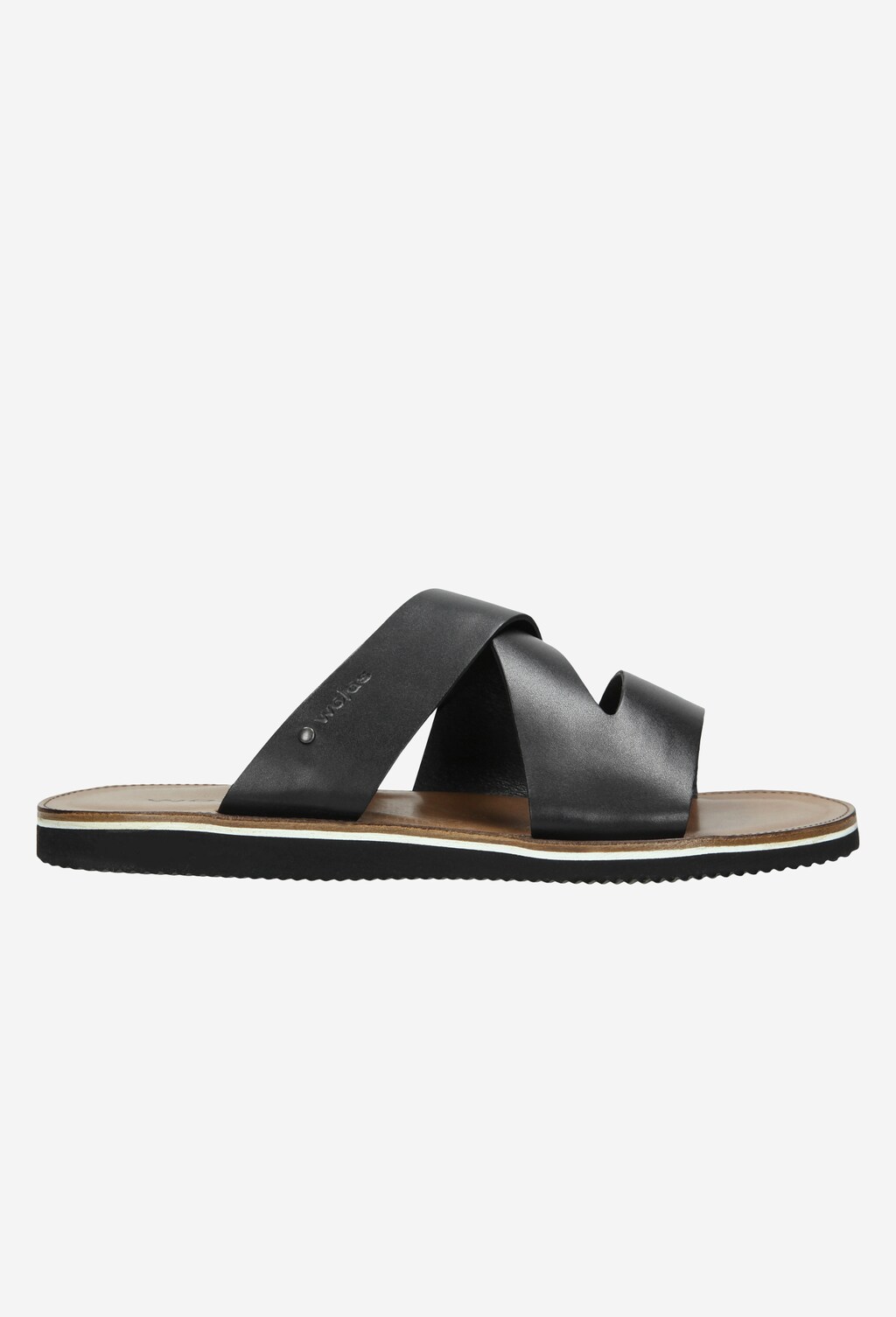 Czarne skórzane klapki męskie 32002-51 Widok 1